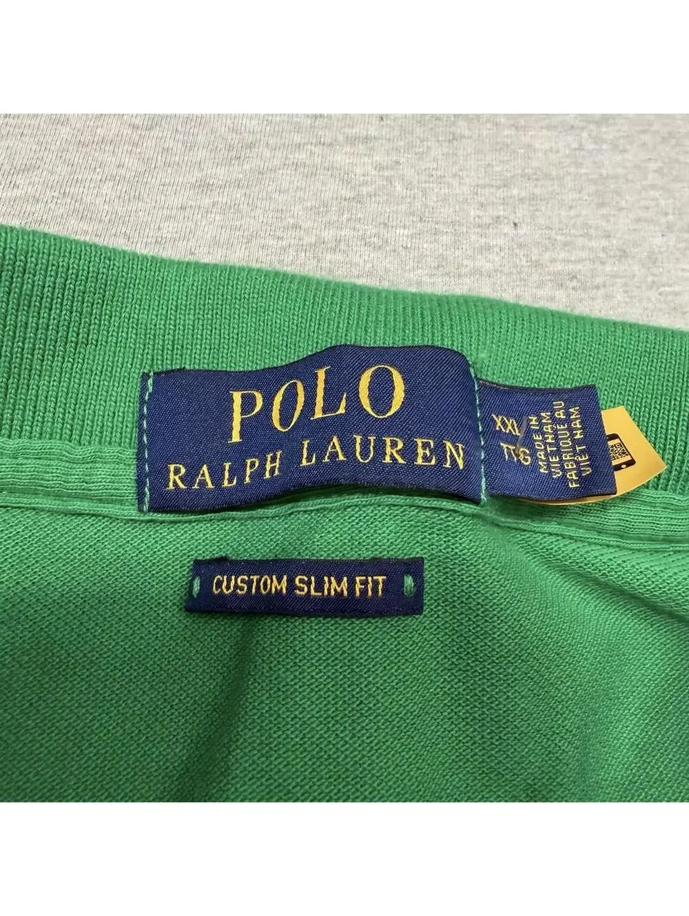 Polo Ralph Lauren Shirt Mens XXL Green Slim Fit Triple Pony Embroidered Pique